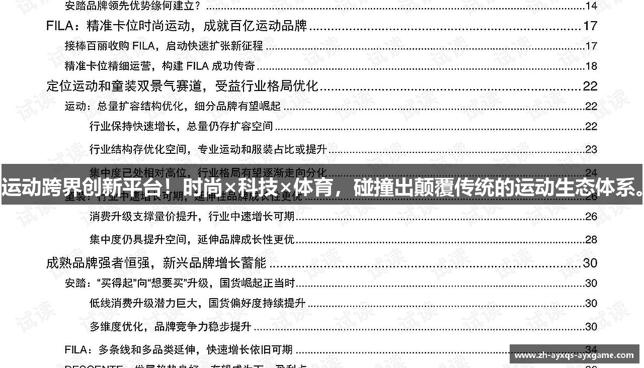 运动跨界创新平台！时尚×科技×体育，碰撞出颠覆传统的运动生态体系。